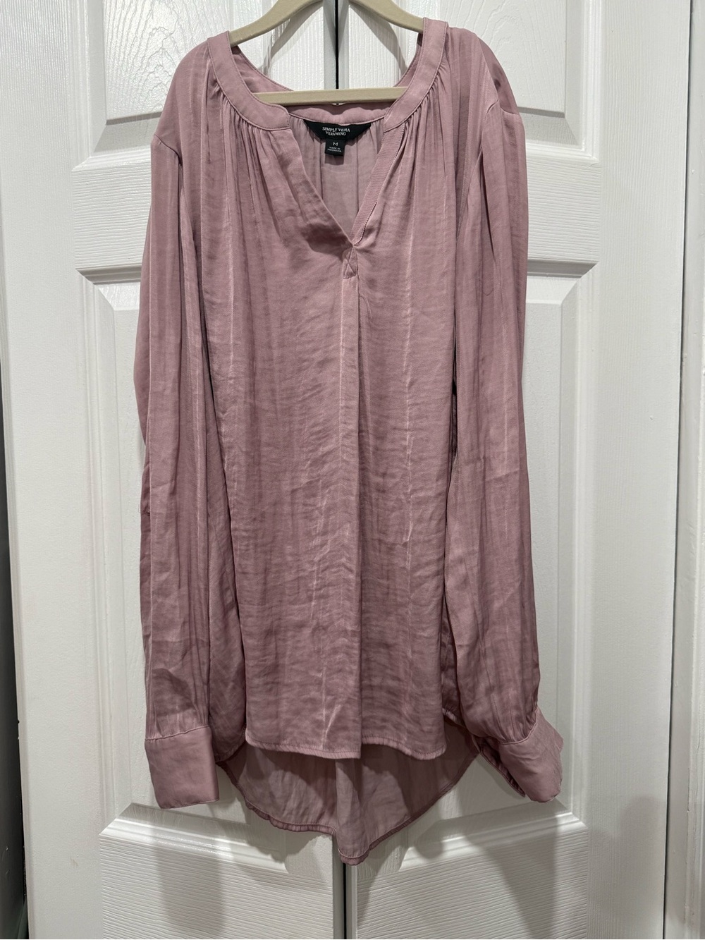 Simply Vera Vera Wang Rose Pink V-Neck Blouse